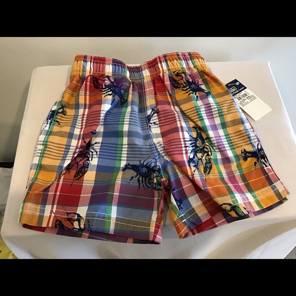 Boys Polo Ralph NEW Lauren Lobster Swim TRUNKS 12M